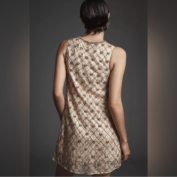 NWT! Anthropologie Let Me Be Crystal-Embellished Mini Shift Dress Medium - Picture 2 of 5